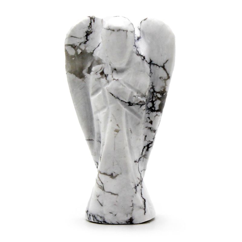 Ange en Pierre Précieuse Sculpté à la Main - Howlite Blanche