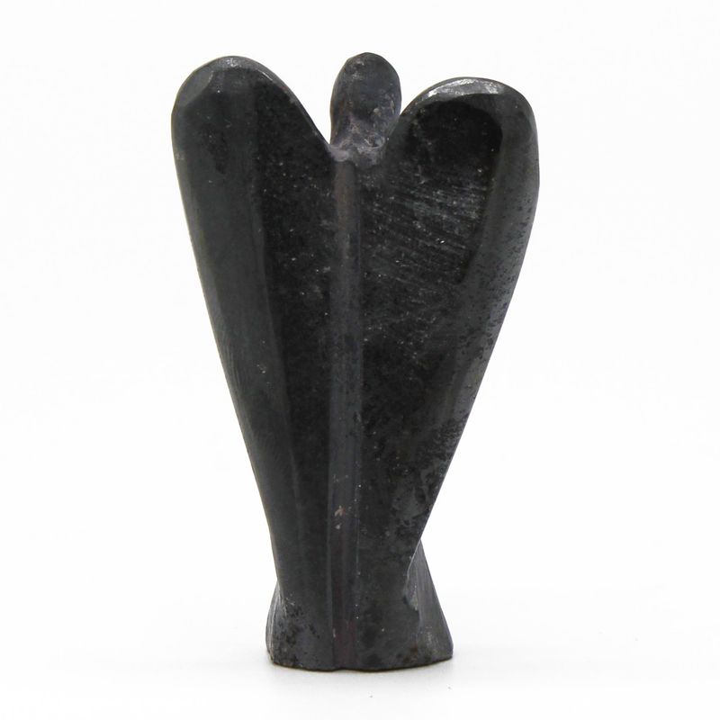 Ange en Pierre Précieuse Sculpté à la Main - Hématite