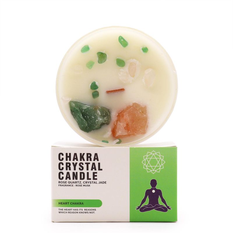 Bougie de Chakra en Verre - Chakra du Cœur