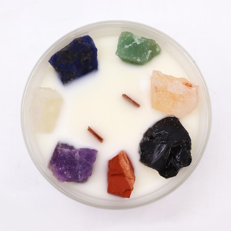 Grande Bougie de Chakra en Verre - Sept Chakras