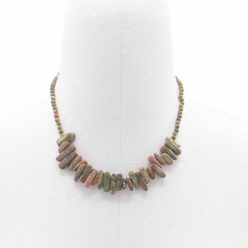 Collier de Gemmes Longues - Unakite
