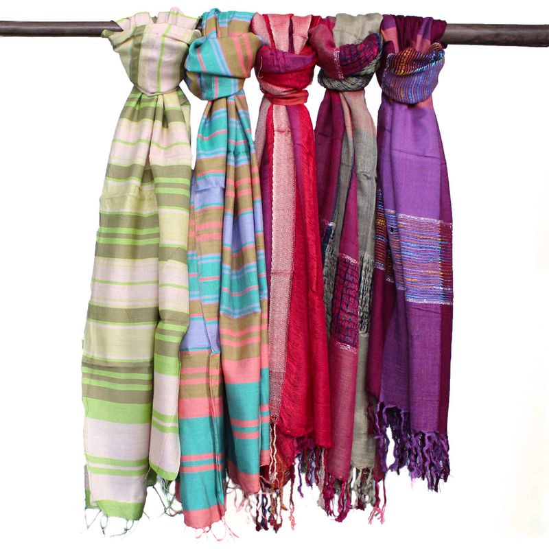 Grands Foulards Boho indiens - 28x72cm - Violets aléatoires