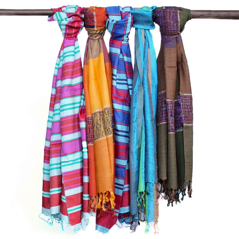 Grands Foulards Boho indiens - 28x72cm - Bleus Aléatoires
