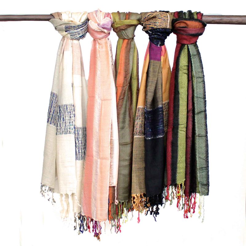 Grands Foulards Boho indiens - 28x72cm - Verts Aléatoires