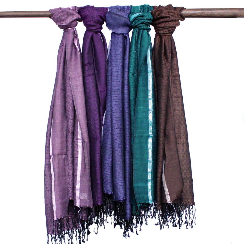 Grands Foulards Boho indiens - 28x72cm - Couleurs Aléatoires avec Fil Doré