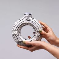 Vase Rond en Forme de Donut - Crème 18cm