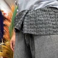 Pantalons de Yoga et Festival - Pêcheur Thai Mandala Mantra sur Gris