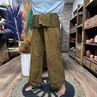 Pantalons de Yoga et Festival - Pêcheur Thai  Mandala Mantra sur Orange