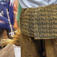 Pantalons de Yoga et Festival - Pêcheur Thai  Mandala Mantra sur Orange