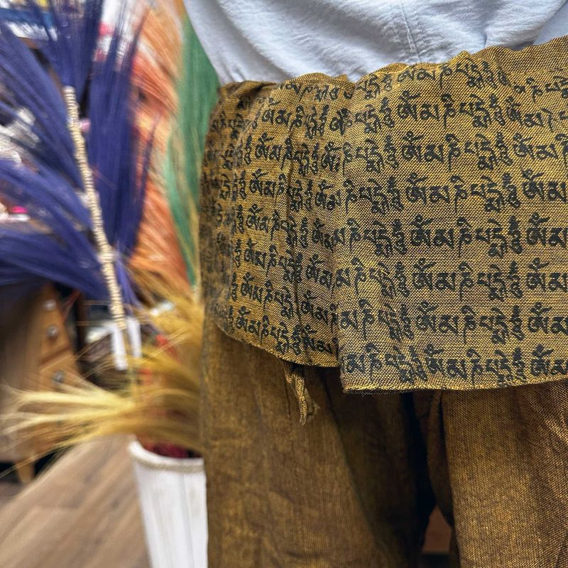 Pantalons de Yoga et Festival - Pêcheur Thai  Mandala Mantra sur Orange
