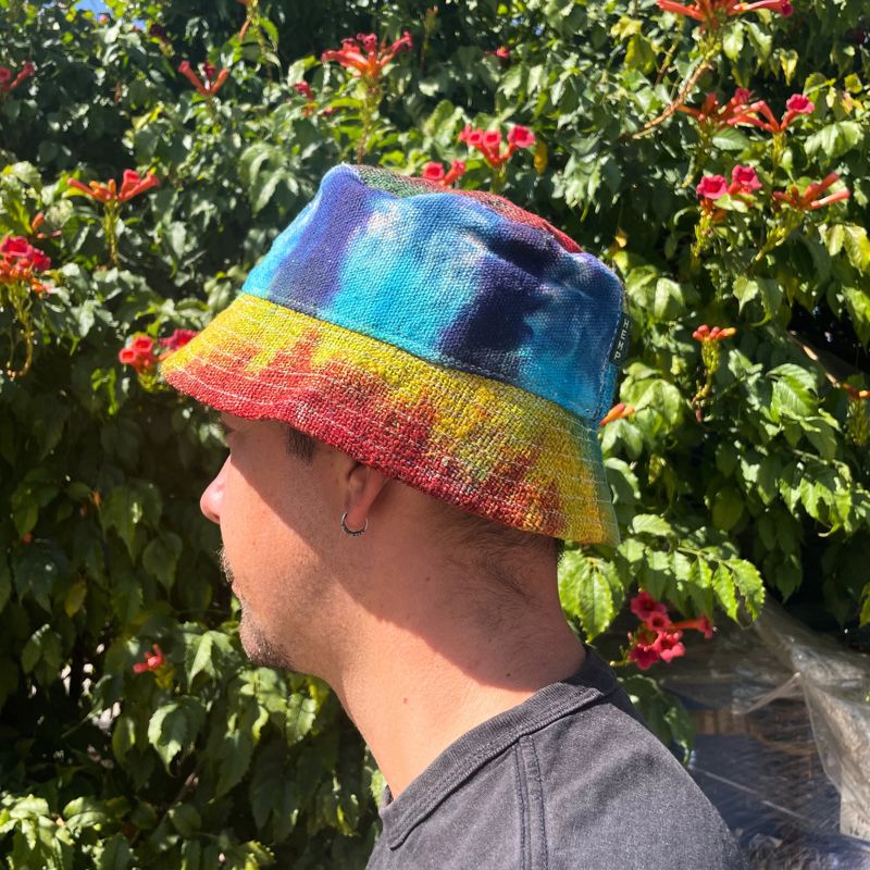 Chapeau Boho Festival chanvre & coton patché – Tie Dye