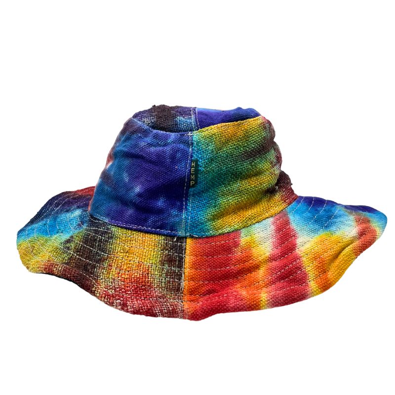 Chapeau Boho Festival chanvre & coton patché tressé – Tie Dye