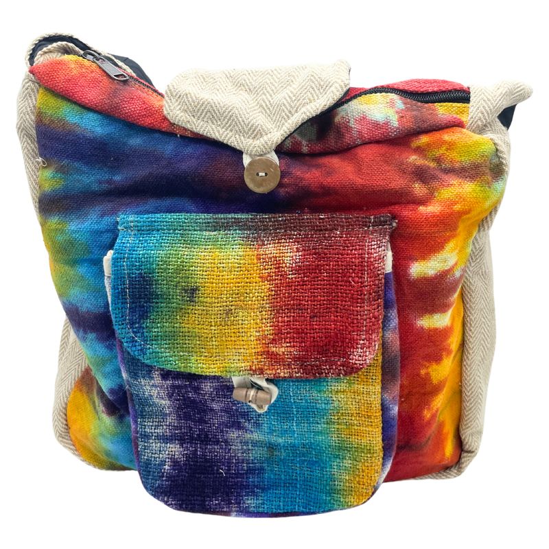 Sac d'Étude en Chanvre Tie Dye avec Poche Avant