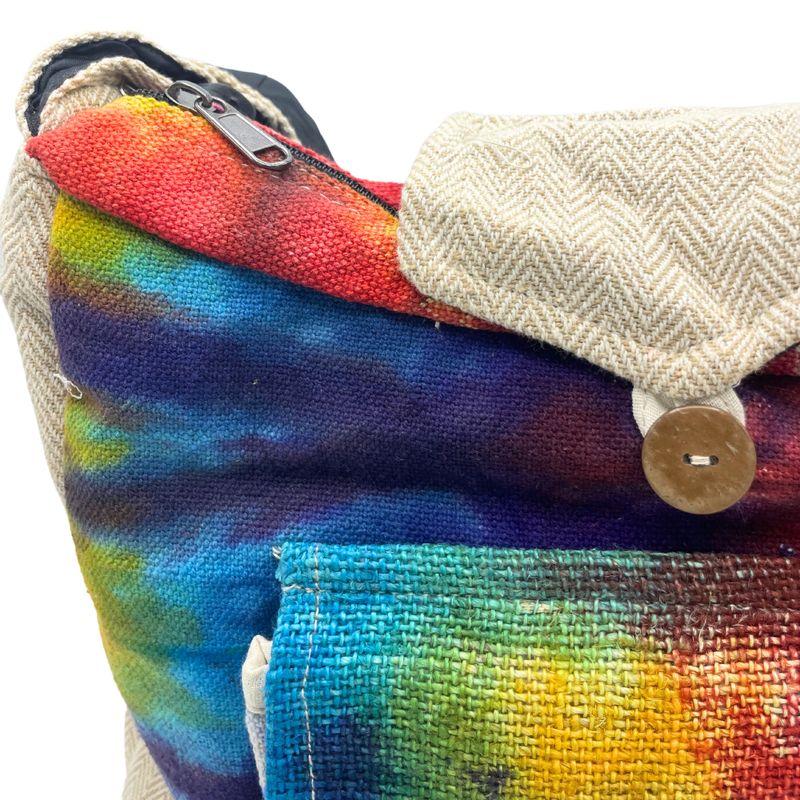 Sac d'Étude en Chanvre Tie Dye avec Poche Avant