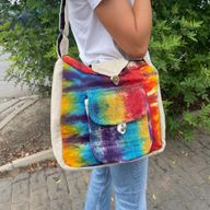 Sac d'Étude en Chanvre Tie Dye avec Poche Avant