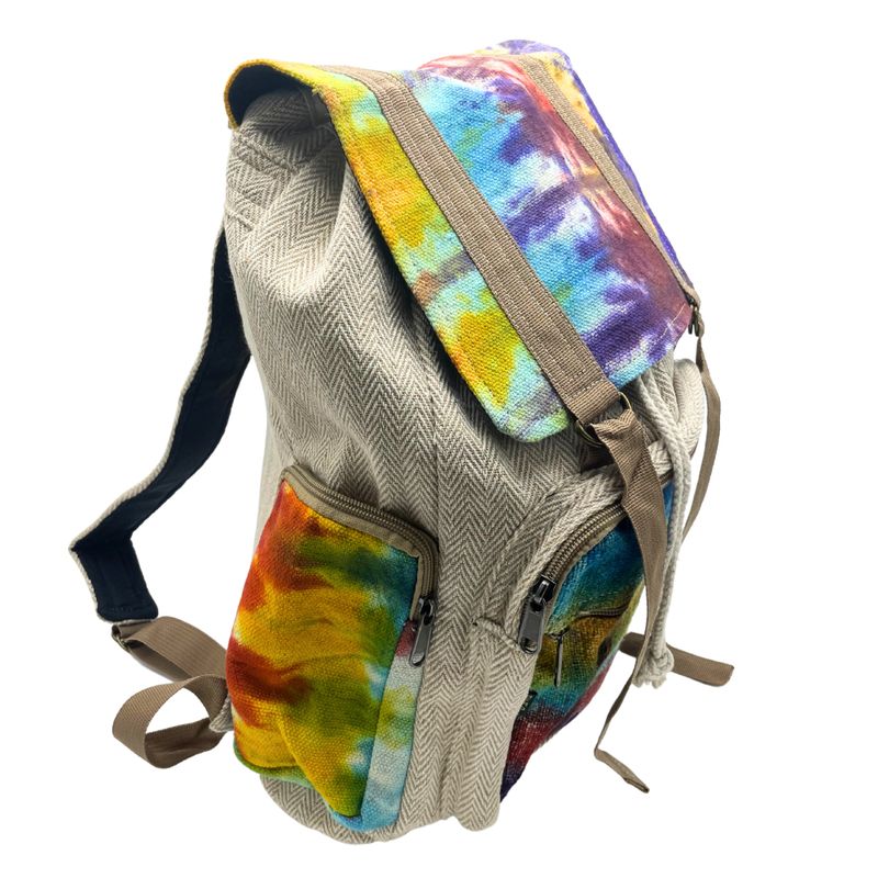 Grand Sac à Dos Carré en Chanvre Tie Dye