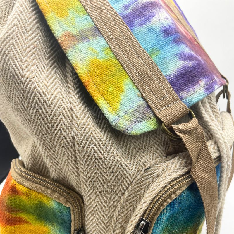 Grand Sac à Dos Carré en Chanvre Tie Dye