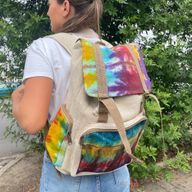 Grand Sac à Dos Carré en Chanvre Tie Dye