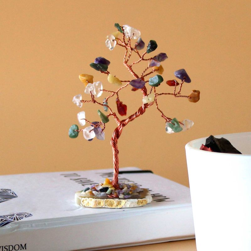 Arbre à Pierres Précieuses – Multi Pierres sur Base d'Agate Naturelle (35 pierres)