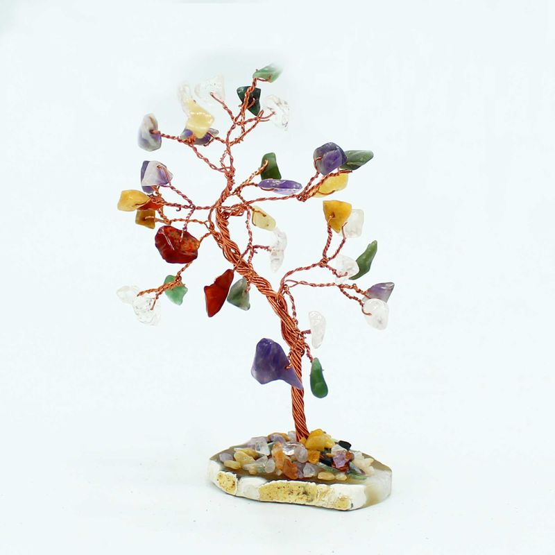 Arbre à Pierres Précieuses – Multi Pierres sur Base d'Agate Naturelle (35 pierres)