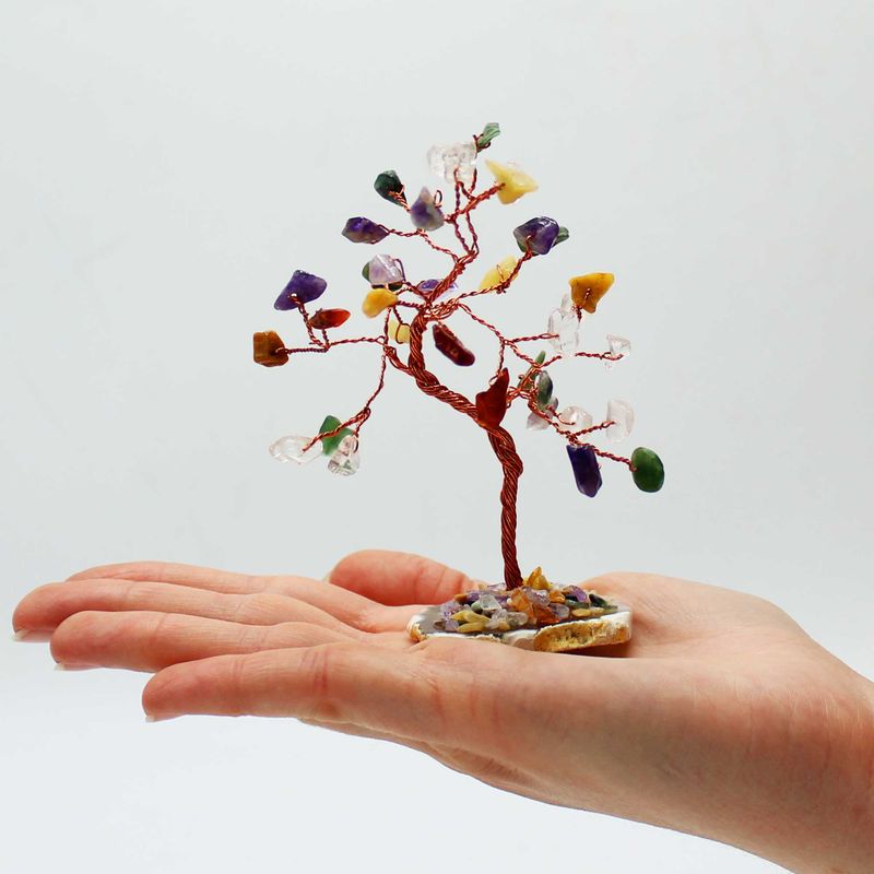 Arbre à Pierres Précieuses – Multi Pierres sur Base d'Agate Naturelle (35 pierres)