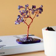 Arbre à Pierres Précieuses - Améthyste sur Base d'Agate Naturelle (35 pierres)