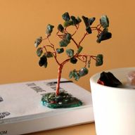 Arbre à Pierres Précieuses - Aventurine Verte sur Base d'Agate Verte (35 pierres)