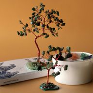 Arbre à Pierres Précieuses - Aventurine Verte sur Base d'Agate Verte (35 pierres)