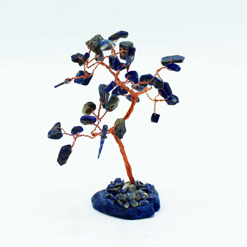 Arbre à Pierres Précieuses - Sodalite sur Base d'Agate Bleue (35 pierres)