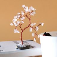 Arbre à Pierres Précieuses - Quartz de Roche sur Base d'Agate Noire (35 pierres)