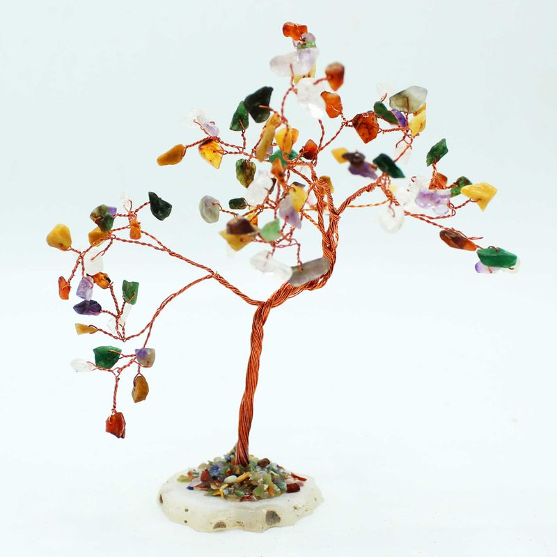 Grand Arbre de Pierres Précieuses - Multi Pierres sur Base d'Agate Naturelle (100 pierres)