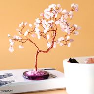 Grand Arbre de Pierres Précieuses - Quartz Rose sur Base d'Agate Rose (100 pierres)
