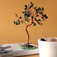 Grand Arbre de Pierres Précieuses - Aventurine Verte sur Socle d'Agate Verte (100 pierres)