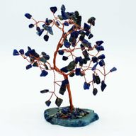 Grand Arbre de Pierres Précieuses - Lapis-lazuli sur Socle d'Agate Bleue (100 pierres)