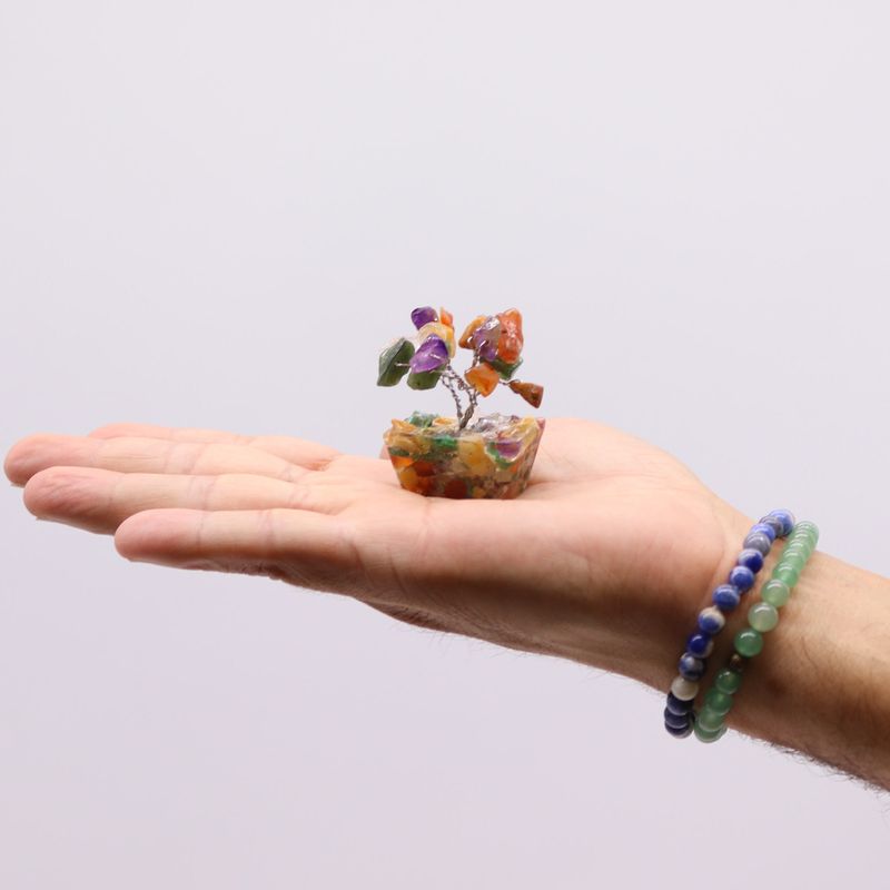 Mini Arbres de Gemmes sur Base d'Orgonite - Multi Pierres (15 pierres)