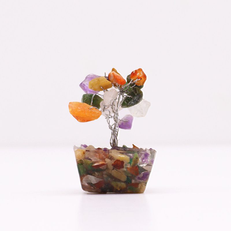 Mini Arbres de Gemmes sur Base d'Orgonite - Multi Pierres (15 pierres)