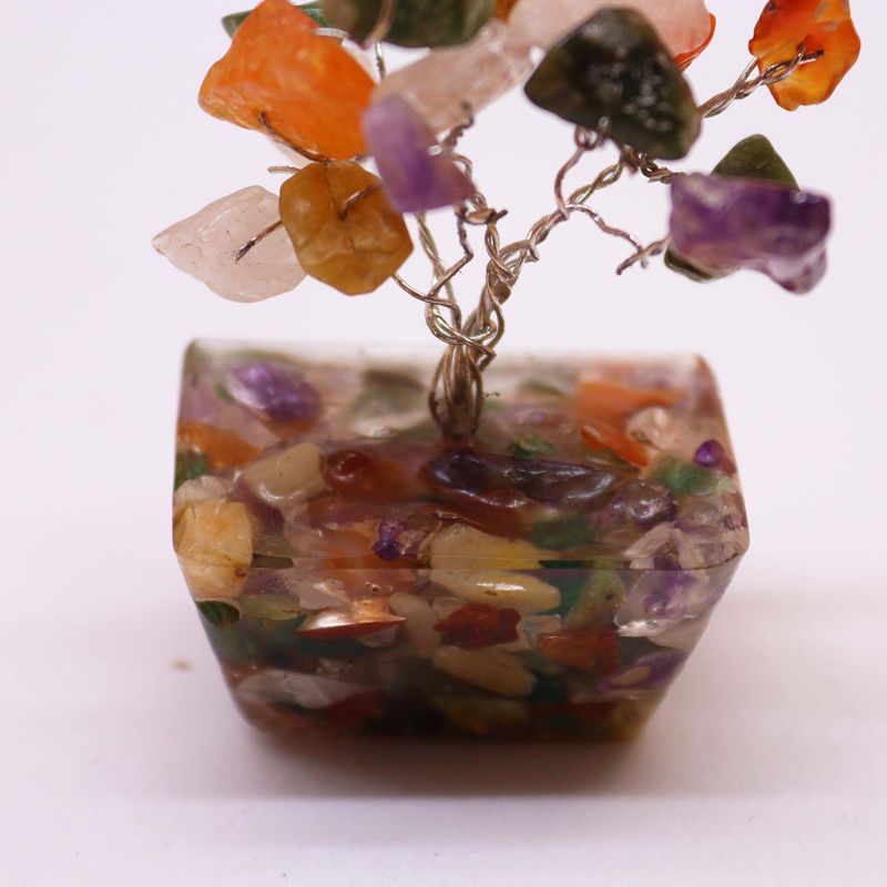 Mini Arbres de Gemmes sur Base d'Orgonite - Multi Pierres (15 pierres)