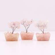 Mini Arbres de Gemmes sur Base d'Orgonite - Quartz Rose (15 pierres)
