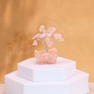 Mini Arbres de Gemmes sur Base d'Orgonite - Quartz Rose (15 pierres)