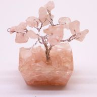 Mini Arbres de Gemmes sur Base d'Orgonite - Quartz Rose (15 pierres)