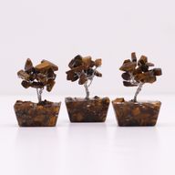 Mini Arbres de Gemmes sur Base d'Orgonite - Oeil de Tigre (15 pierres)