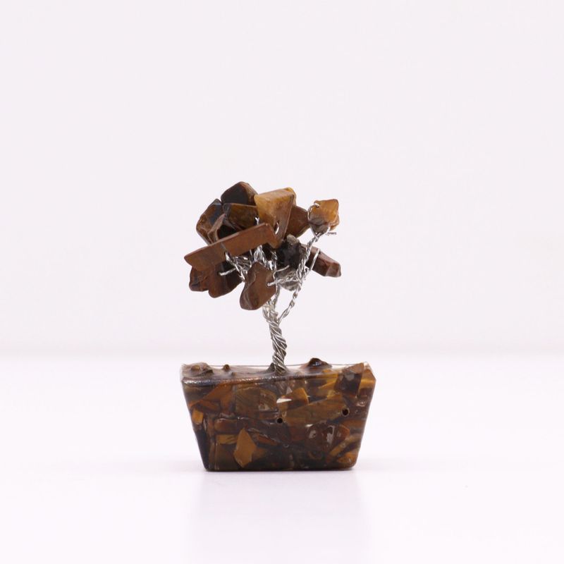 Mini Arbres de Gemmes sur Base d'Orgonite - Oeil de Tigre (15 pierres)