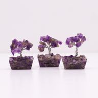 Mini Arbres de Gemmes sur Base d'Orgonite - Améthyste (15 pierres)