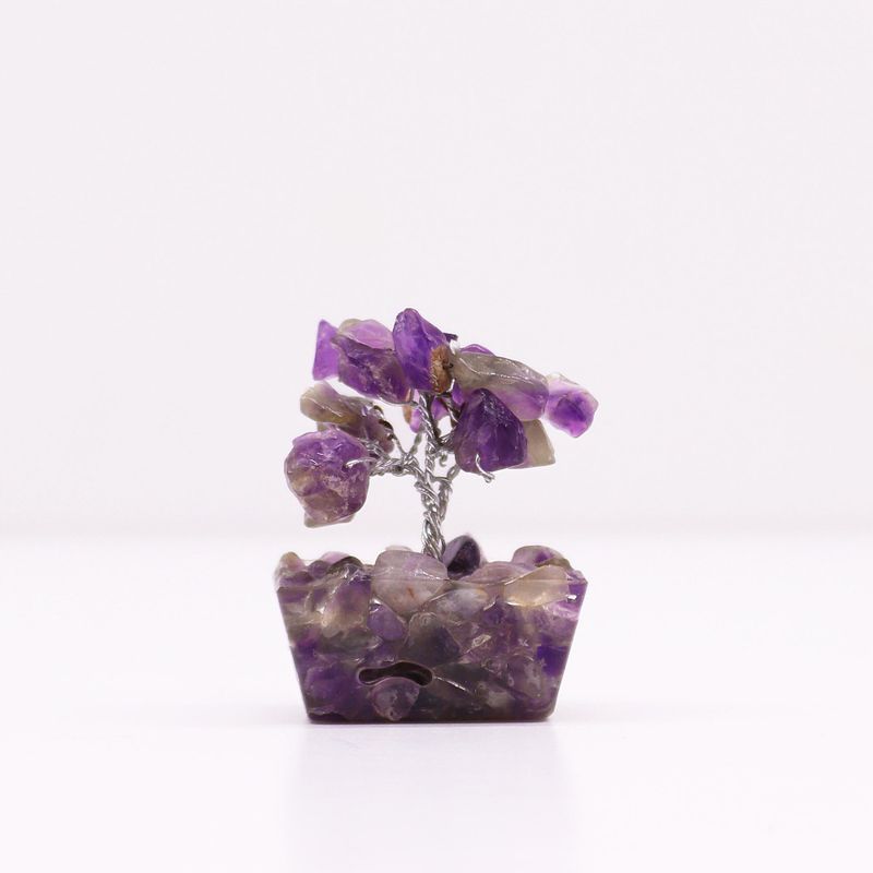Mini Arbres de Gemmes sur Base d'Orgonite - Améthyste (15 pierres)