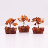 Mini Arbres de Gemmes sur Base d'Orgonite - Cornaline (15 pierres)