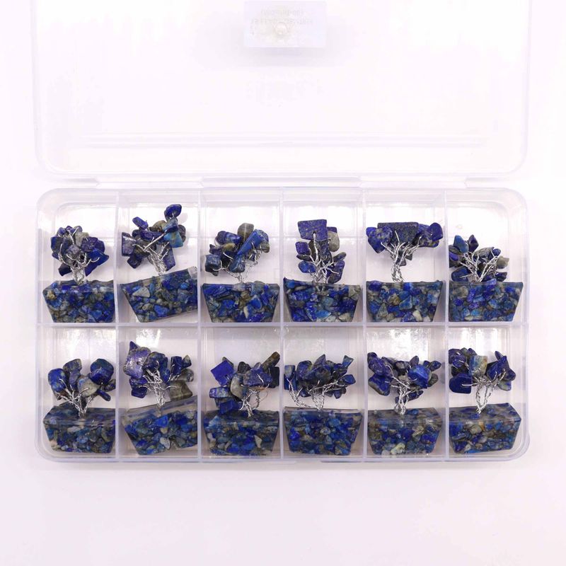 Mini Arbres de Gemmes sur Base d'Orgonite - Sodalite (15 pierres)