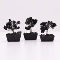 Mini Arbres de Gemmes sur Base d'Orgonite - Agate Noire (15 pierres)