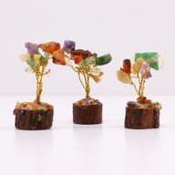 Mini Arbres de Gemmes sur Base en Bois - Multi Pierres (15 pierres)