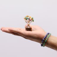Mini Arbres de Gemmes sur Base en Bois - Multi Pierres (15 pierres)