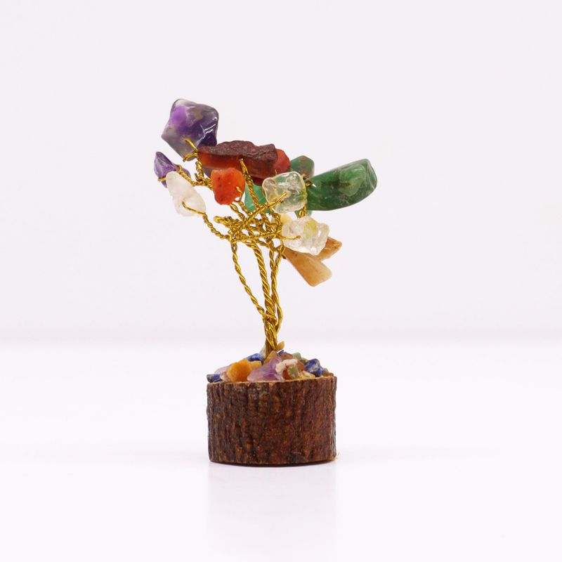 Mini Arbres de Gemmes sur Base en Bois - Multi Pierres (15 pierres)